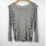 Rebecca Taylor  Sweater Womens Gray Ruffle Open Knit Pullover Size‎ Medium Photo 1