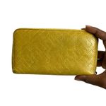Tory Burch  Mustard Yellow Quilted Leather Full Zip Wallet Photo 6