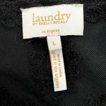 Laundry by Shelli Segal Blouse Large Black Lace Brocade Over Mesh Scalloped Hem Photo 7