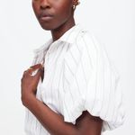 Madewell Shirred Bubble-Sleeve Button-Up Shirt Size M Photo 2