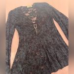 MKM Designs Whimsigoth Black Rhinestone Sequence Bell Sleeve Lace Top Photo 4