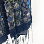 Soft Silk Blend Floral Velour Velvet Fringe Trim Scarf, One Size Photo 5
