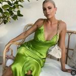 ZARA NWT neon green camisole drape dress Photo 0