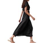 ZARA  NWT black drawstring sleeve cut out satin maxi dress Photo 5