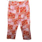 Harolds Size 6 Pants Pink Orange Patchwork Cotton Straight Leg Ankle Photo 1