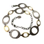H.I.P. Vintage Silver Pewter Gold Tone Metal Chain Belt One Size Photo 2