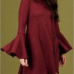 Altar'd State Karney Dress Burgundy Bell Sleeve Open Back Cut-Outs Cutouts Knit Photo 0