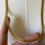Vintage‎ Gold Plated Snake Chain Necklace 30” Flat Herringbone Long Layering Photo 3