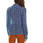 Hemant and Nandita  Long Sleeve Blue Paisley Ruffle Top Size Small Photo 1