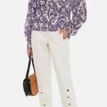 Isabel Marant Étoile yacah Feather Print Ikat Silk Blouse In Blue Photo 1
