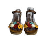 BioStep Floral Embellished detail cork Wedge heels leather size 8 boho chic girl Photo 4