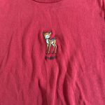 Brandy Melville  J Galt Deer Baby Tee Shirt Size OS in Red Photo 1