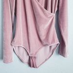 Madewell  Pink Velvet Long Sleeve Wrap Bodysuit Photo 2