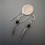 Southwester Onyx Feather 925 Sterling Silver Earrings Photo 2