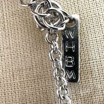 White House | Black Market Long Silvertone Pendant Necklace with Gray Stones & Tas Photo 5