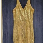 Eva USA Bright Gold Sequin Short Formal Party Homecoming Dance Dress Size Large Photo 0