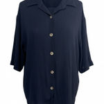 Croft & Barrow Vintage Textured Button Front Blouse Short Sleeve Women's Med Photo 0