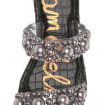 Sam Edelman Women's Eleana Flat Beaded Bejeweled Sandal Clear Grey Size 8 Photo 0