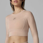 Adidas Stella McCartney Peach True strength cropped long Sleeve Top size M Pink Size M Photo 0
