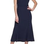 Calvin Klein Scuba Tea-Length Sheath Dress, Navy, Size 16 New w/Tag Retail $139 Photo 0