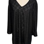 Jordan Taylor black eyelet long sleeve swim cover-up tunic mini dress size XL Photo 0