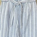 Max Studio Blue White Linen Cotton Striped Wide Leg Belted Pants Photo 4