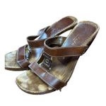 Italian Shoemakers Contesa Wood Look Wedge Brown Sandals Sz 6 Made In Italy Photo 3
