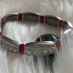 Lia Sophia EUC  Women's Silver Tone Pink Rhinestones Stretch Bracelet Jew… Photo 4