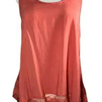 Mudd 100%‎ Rayon Casual Tank with Lace Bottom Small Orange Photo 0