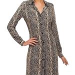 Norma Kamali Snakeskin Jersey Knit Shirt Dress Size Large Button Front Snake Photo 0