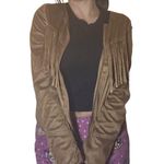 Me Jane  Size Medium Brown Faux Suede Western Style Long Sleeve Fringed Jacket Photo 2