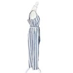 Charter Club  Linen Cotton Blue White Stripe Wide Leg Jumpsuit 8 Photo 1