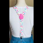 Retro Neon Mustache Suspenders, Multicolored & Adjustable Blue Photo 3