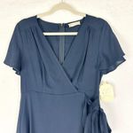 Altar'd State  Springvale Maxi Dress Size Medium Navy NEW Faux Wrap Hi Low Photo 3