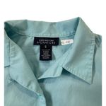 Jones New York  Signature Small Blue Button Down Shirt Tie Front 3/4 Sleeve 5-245 Photo 3