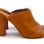 Vince Heath Leather Peep Toe High Block Heeled Mule Cognac Brown Women’s Size 8 Photo 4