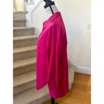 Maeve  Hot Pink Oversize Long Sleeve Button Down Cotton Blouse Photo 4