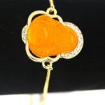 Plated Gold Yellow Laughing Buddha Adjustable Bracelet Photo 2