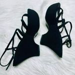 Casadei Platform Wedge Sandals 6.5 Leather Chunky Strappy Black Luxury Gen Z Photo 3