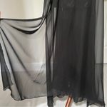 Oasap  Black Chiffon Spaghetti Strap V-Neck Slit Sheer Panel Maxi A-Line Dress Photo 4