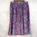 Vintage Pykettes Womens Two Piece Skirt Set Size 16 Floral 80s Floral Cottage Purple Photo 4