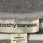 Cathy Daniels  Gray Stripe Button Down V-Neck Knit Top Size 1X Photo 1