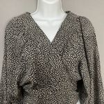 Princess Polly  New Mood Top Tie Front Deep V Size 8 Animal Print‎ Balloon Sleeve Photo 12
