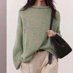 ZARA NWT  Open Knit Sweater  Mint Sage Sheer Drop Shoulder Slouchy Bloggers Fave Photo 1