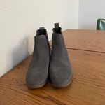 Toms Ella Chelsea gray suede ankle boots with shimmer elastic and wood heel accents Photo 1