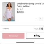 Oh Polly Embellished long sleeve in lilac dress Photo 3