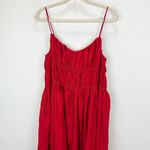Madewell Textured V Neck Midi Dress Festival Red A Line Linen Cotton Medium NWT Photo 10