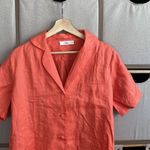 TALULAH  orange linen button down Photo 2