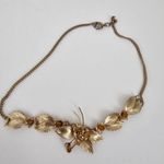 West Germany Vintage Floral Leaves Bib Necklace with Yellow Rhinestones Size 16 Photo 3