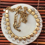 J.Crew  Matte Gold Tone& Rhinestone Statement Necklace 18” - 21.5” Photo 0